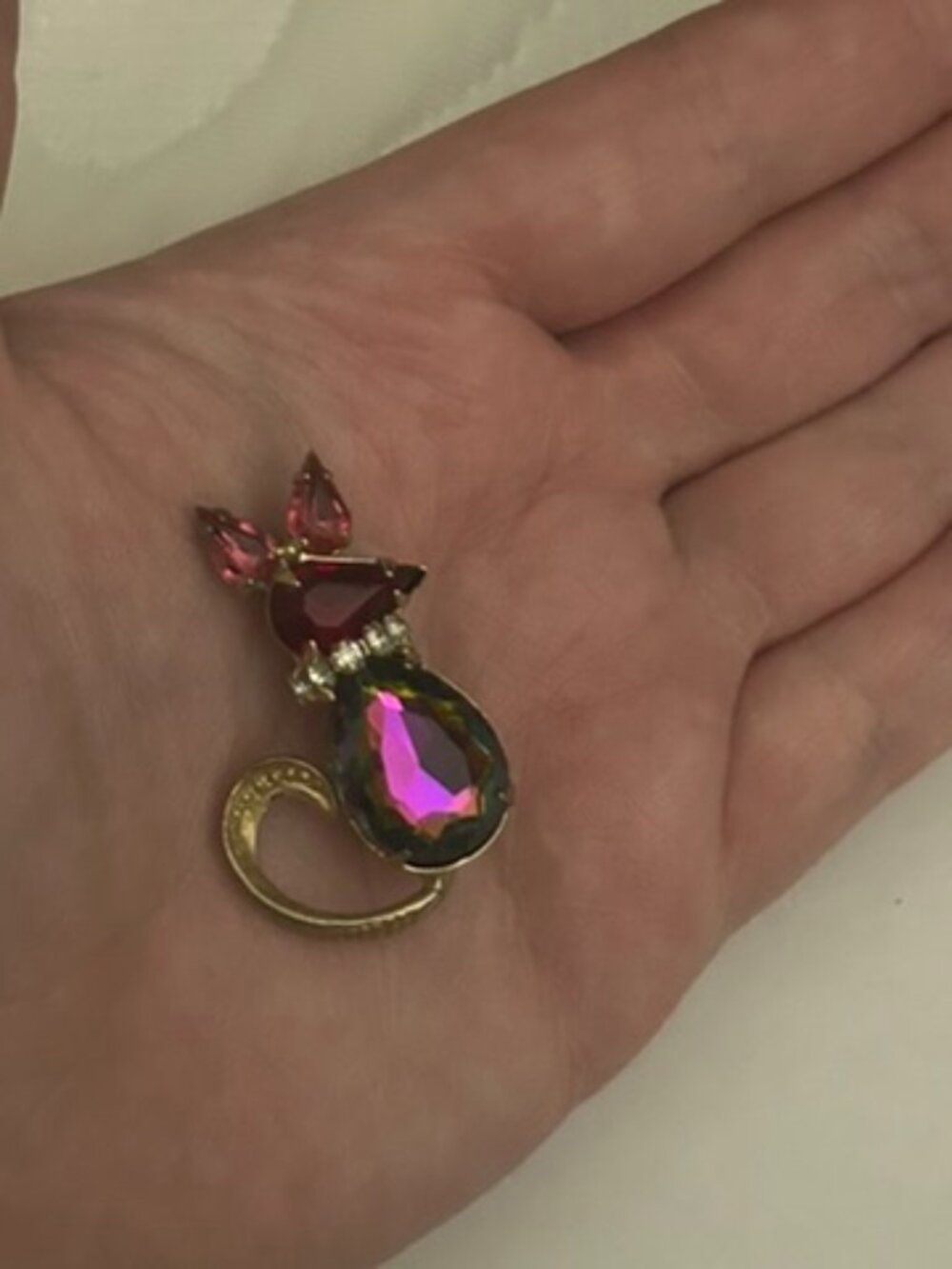 Vintage Watermelon Rhinestone Mouse Brooch Pin Julianna Style